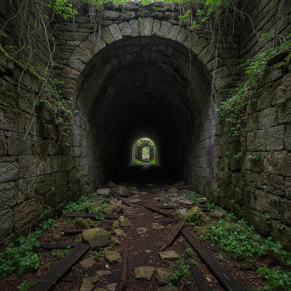 Antigo túnel de pedra abandonado